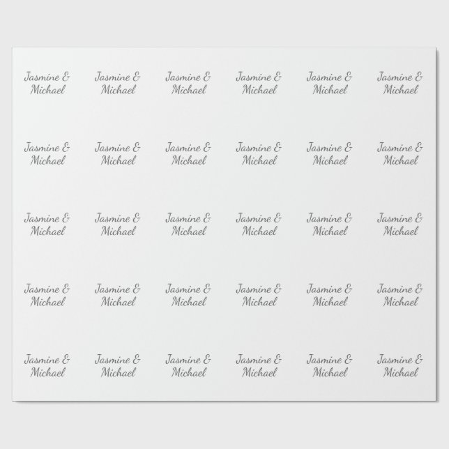 Lovely Chic Calligraphy Couple Names Wedding Wrapping Paper (Flat)