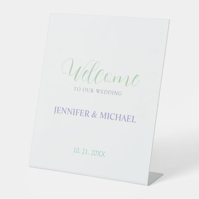 Lovely Chic Calligraphy Elegant Welcome Wedding Pedestal Sign (Front)