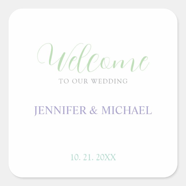 Lovely Chic Calligraphy Elegant Welcome Wedding Square Sticker (Front)