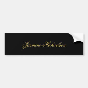 Lovely Chic Calligraphy Name Black & Gold Bumper Sticker