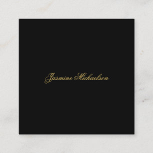 Lovely Chic Calligraphy Name Black & Gold Enclosure Card