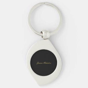 Lovely Chic Calligraphy Name Black & Gold Keychain