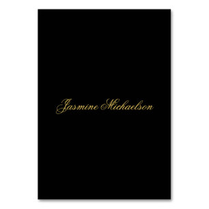 Lovely Chic Calligraphy Name Black & Gold Table Number