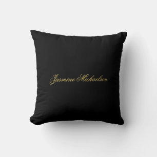 Lovely Chic Calligraphy Name Black & Gold Throw Pillow