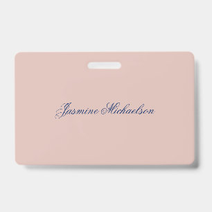 Lovely Chic Calligraphy Name Rose Gold Colour Badge