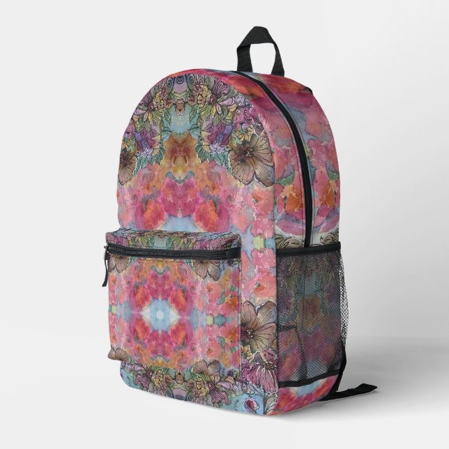 Lovely Chic Flower Garden Watercolor Painting  Printed Backpack (Back Corner Right)