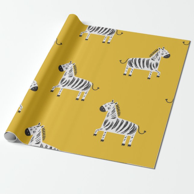 Lovely children's seamless pattern with zebras wrapping paper (Unrolled)