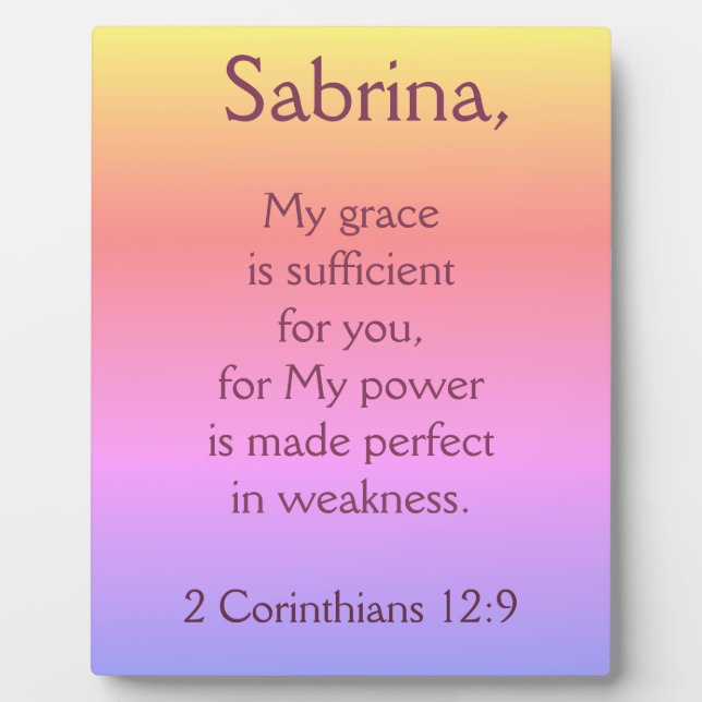 Lovely Christian Grace is Sufficient Plaque (Front)