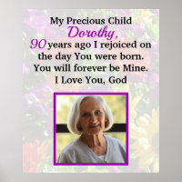 LOVELY CHRISTIAN PERSONALIZED 90TH BIRTHDAY PHOTO