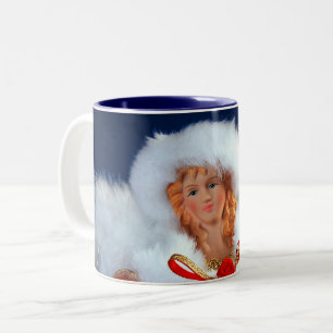 Lovely christmas angel print Two-Tone coffee mug