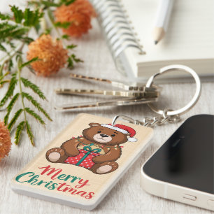 Lovely Christmas Bear - Merry Christmas Keychain