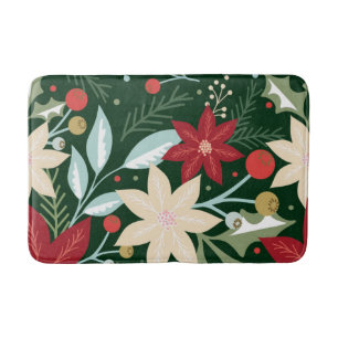 Lovely Christmas Floral Bath Mat