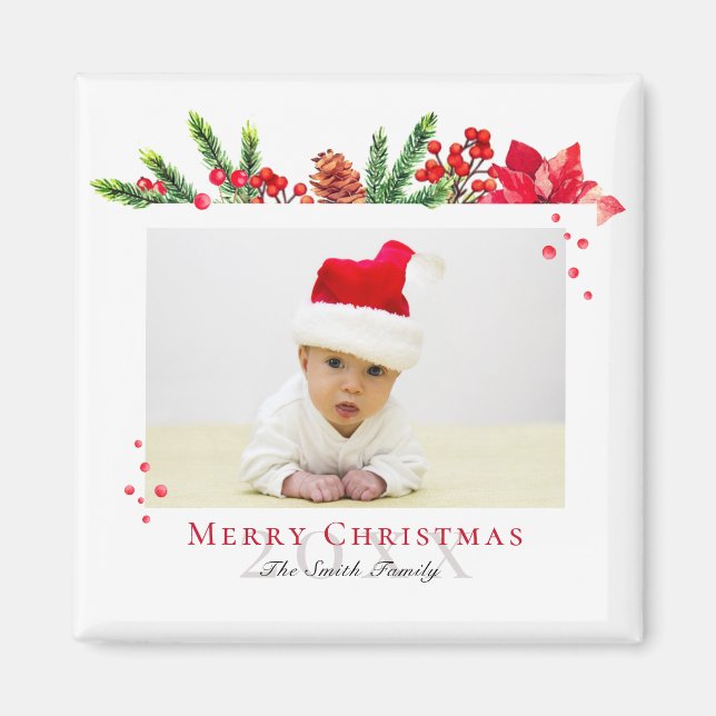 Lovely Christmas Frame Personalized Photo Magnet (Front)
