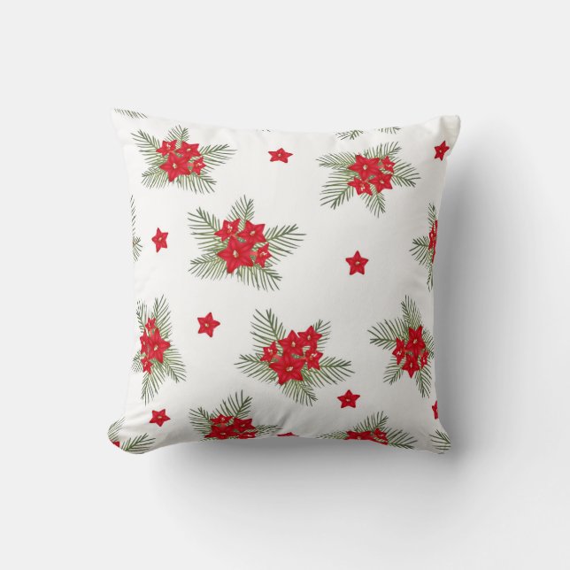 Lovely Christmas Vintage Floral Throw Pillow (Front)