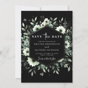 Lovely Classic Flowers Sage Green Wedding Save The Date