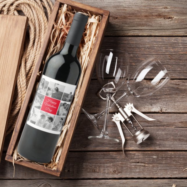 Lovely Collage Couple Photo & Happy Valentines Day Wine Label (Creator Uploaded)