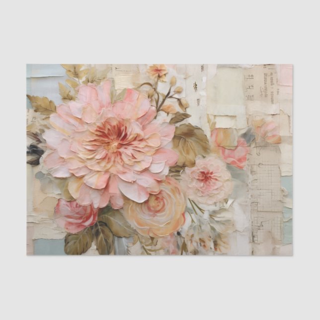 Lovely Collage with Painted Florals on Torn Paper (Front)