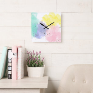 Lovely Colors With a Gentle Touch Square Wall Clock