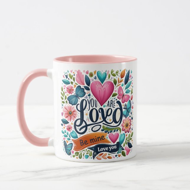 Lovely Coloured Love Typography Coffee Mug (Left)