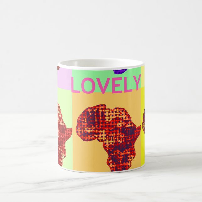 Lovely Colourful Africa Map Pop Pattern Art  Desig Coffee Mug (Center)