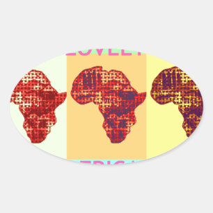 Lovely Colourful Africa Map Pop Pattern Art Desig Oval Sticker