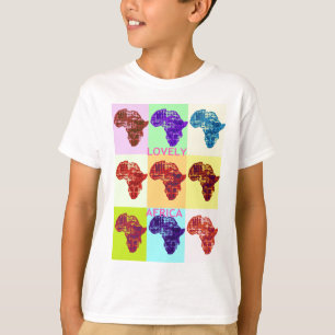 Lovely Colourful Africa Map Pop Pattern Art Desig T-Shirt