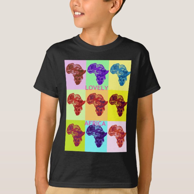 Lovely Colourful Africa Map Pop Pattern Art  Desig T-Shirt (Front)