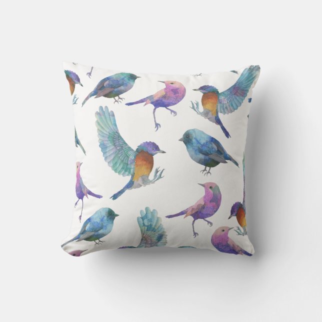 Lovely Colourful Birds Pattern Throw Pillow (Front)