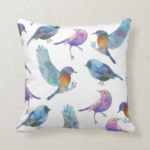 Lovely Colourful Birds Pattern Throw Pillow