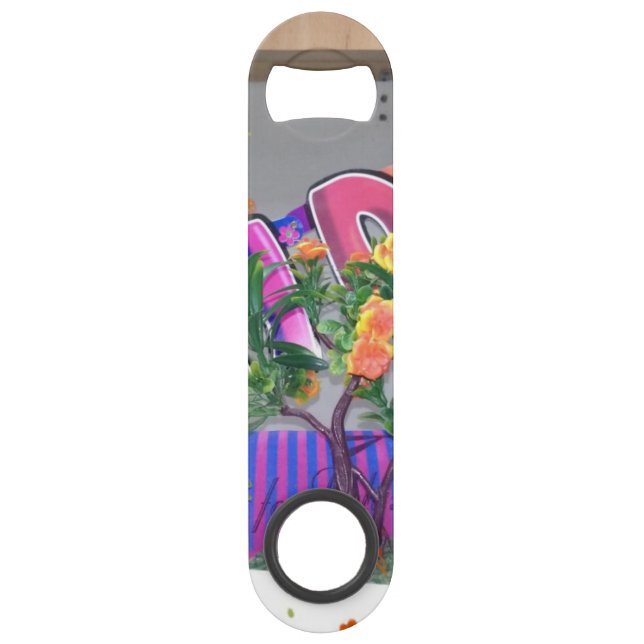 Lovely Colourful Birthday Art Print Bar Key (Front)