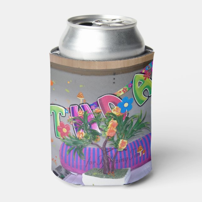 Lovely Colourful Birthday Art Print Can Cooler (Can Front)