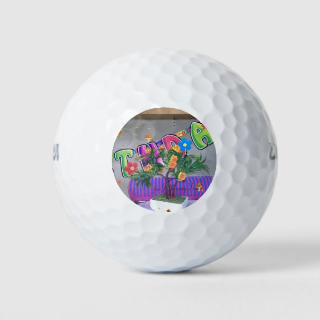 Lovely Colourful Birthday Art Print Golf Balls (Front)