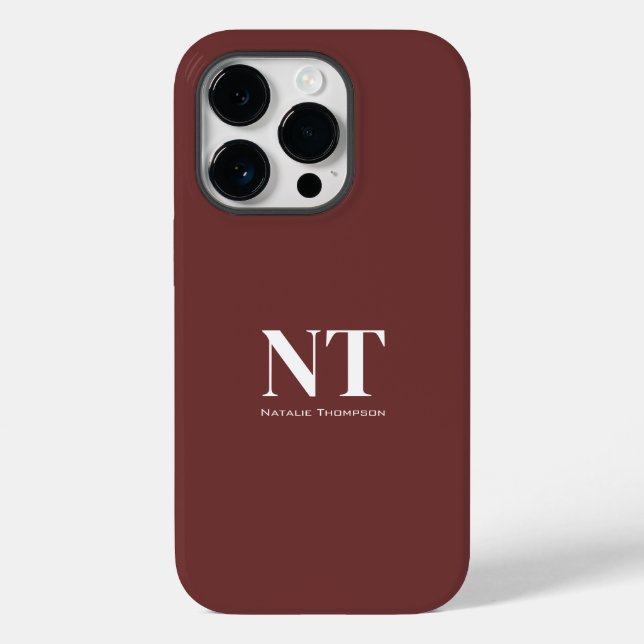 Lovely colourful burgundy Monogrammed Colour Case-Mate iPhone Case (Back)