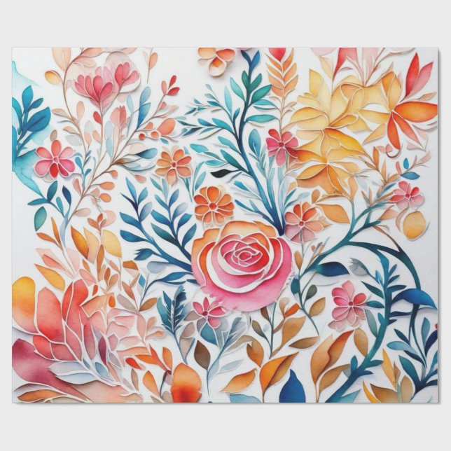 Lovely colourful flowers  Wrapping Paper (Flat)
