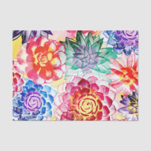 Lovely Colourful Succulent Plant Pattern Tissue Paper