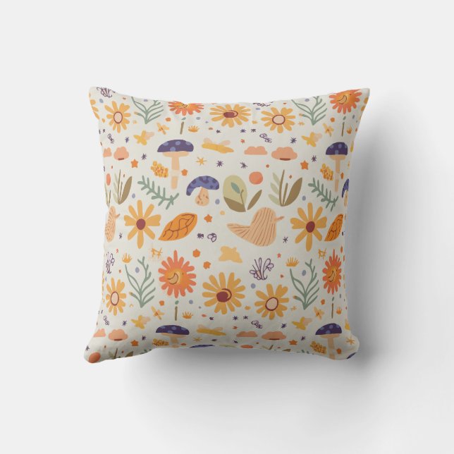 lovely colourful Throw Pillow design (Back)
