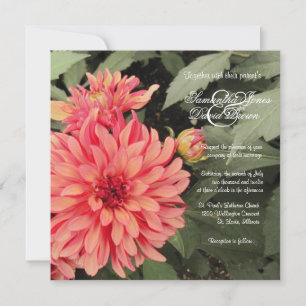 Lovely Coral Dahlia Wedding Invitation