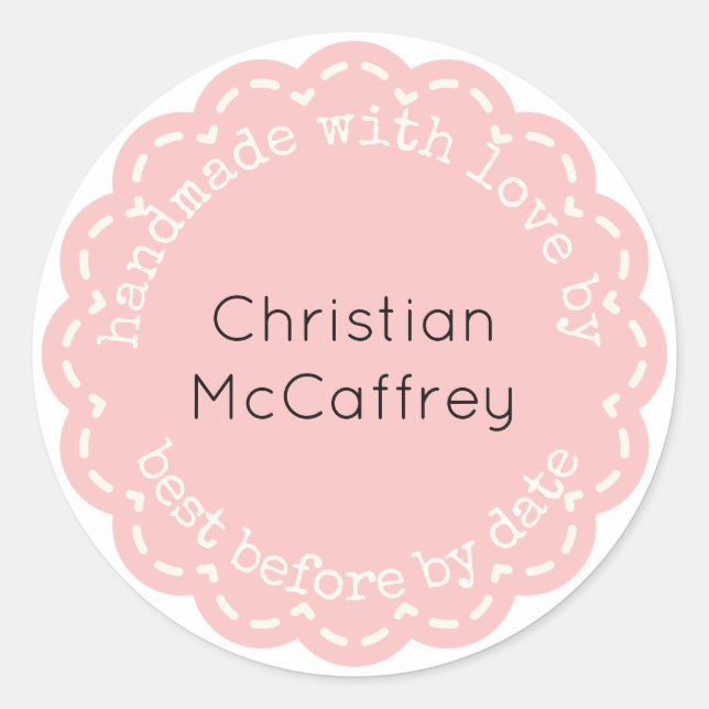 Lovely Coral Pink Rosette Handmade Custom Label (Front)