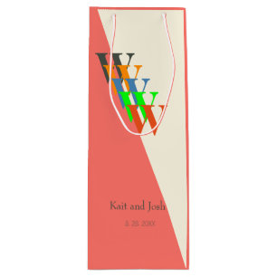 Lovely Coral Script Elegant Wine Present Gift Bag