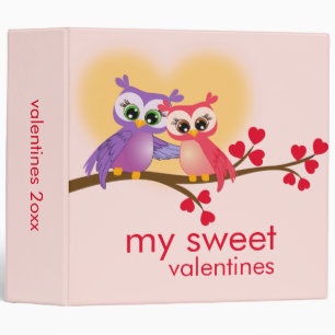 Lovely Couple Owls on a Branch Valentines Day Binder