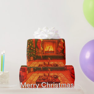 Lovely Cozy Christmas Family Gathering  Wrapping Paper