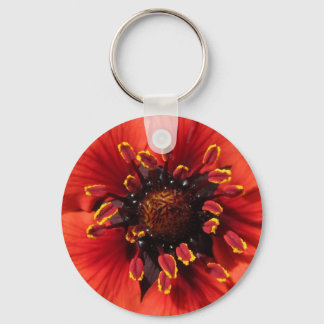 Lovely cropped red garden flower keychain