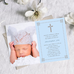 Lovely Cross Photo Baptism/Christening Invitation