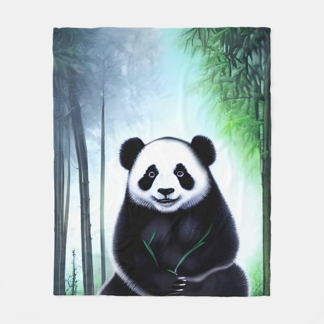 Lovely, Cuddly Little Panda Bear Cub Fleece Blanket (Front)