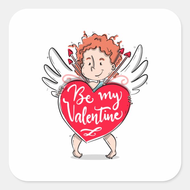 Lovely Cupid's Be My Valentine Sticker Seal (Front)