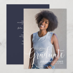 Lovely Cursive Photo Graduation Party Announcement