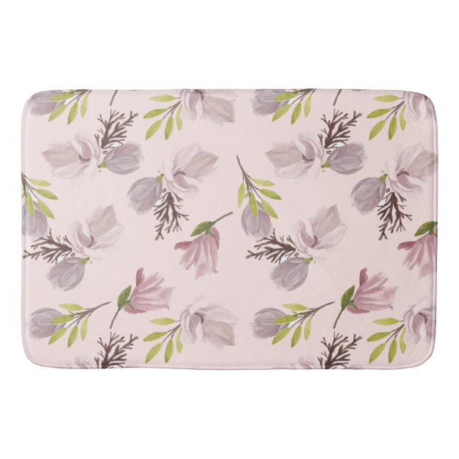 Lovely cute floral pattern Romantic pink pastel Bath Mat (Front)
