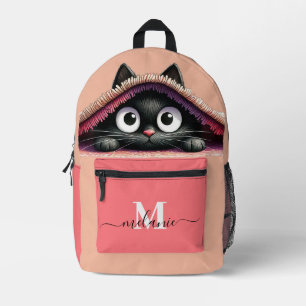 Lovely Cute Kitten Custom Monogram Script Name Printed Backpack