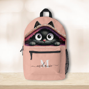 Lovely Cute Kitten Custom Monogram Script Name Printed Backpack