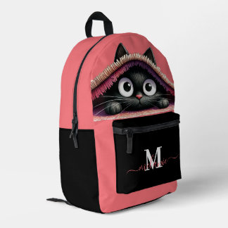 Lovely Cute Kitten Custom Monogram Script Name Printed Backpack